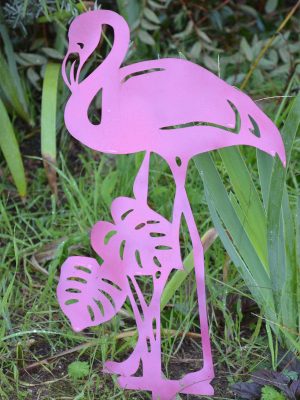 Silhouette flamant rose métal